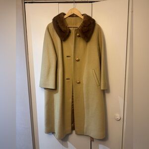 Vintage wool and fur coat S